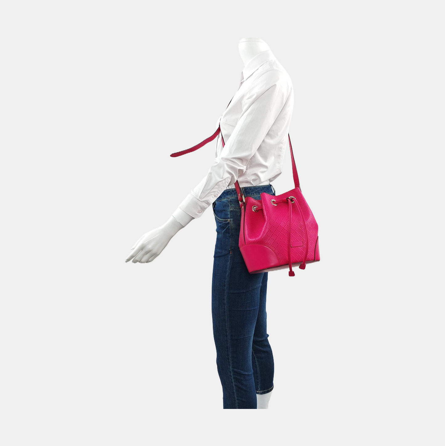 GUCCI Diamante Fuchsia Leather Patchwork Crossbody Shoulder Bag Golden hardware-(SKU)-956229075