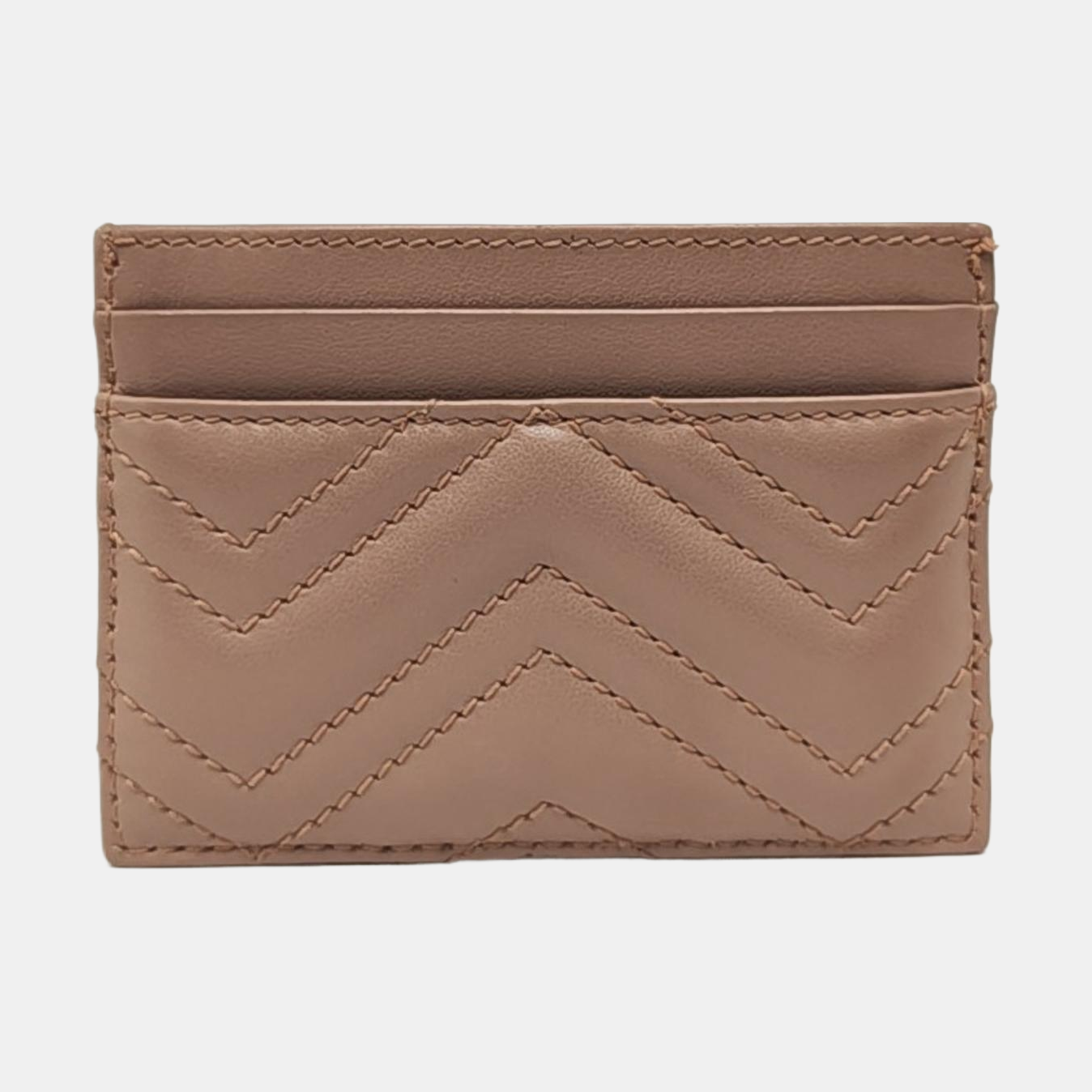 GUCCI GG Marmont Nude Pink Leather Quilted wavy pattern Card Case Golden hardware-(SKU)-956155402