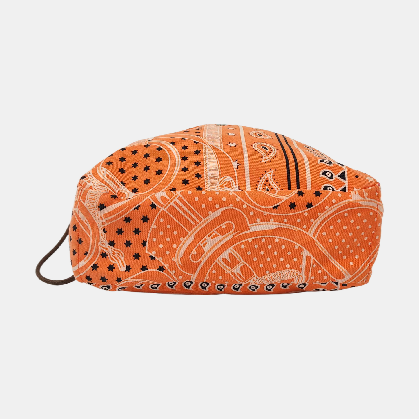 HERMÈS Fourbi 20 Orange Satin Printed Clutch Silver Hardware Tstamp-(SKU)-955960745
