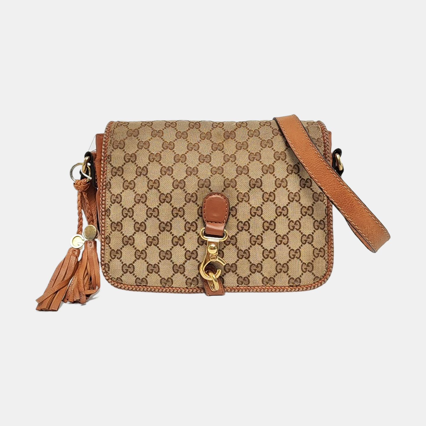 GUCCI Trunk Brown Canvas Old Flower Single Shoulder Bag Tote Bag Golden hardware-(SKU)-13447280