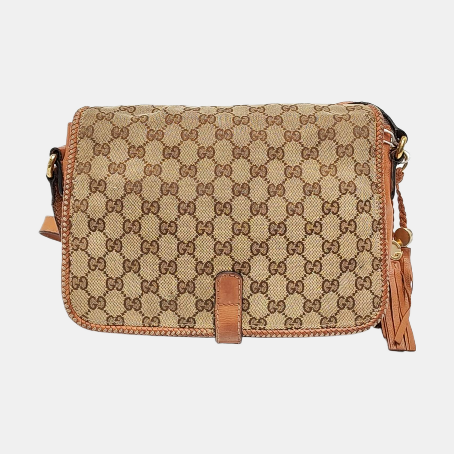 GUCCI Trunk Brown Canvas Old Flower Single Shoulder Bag Tote Bag Golden hardware-(SKU)-13447280