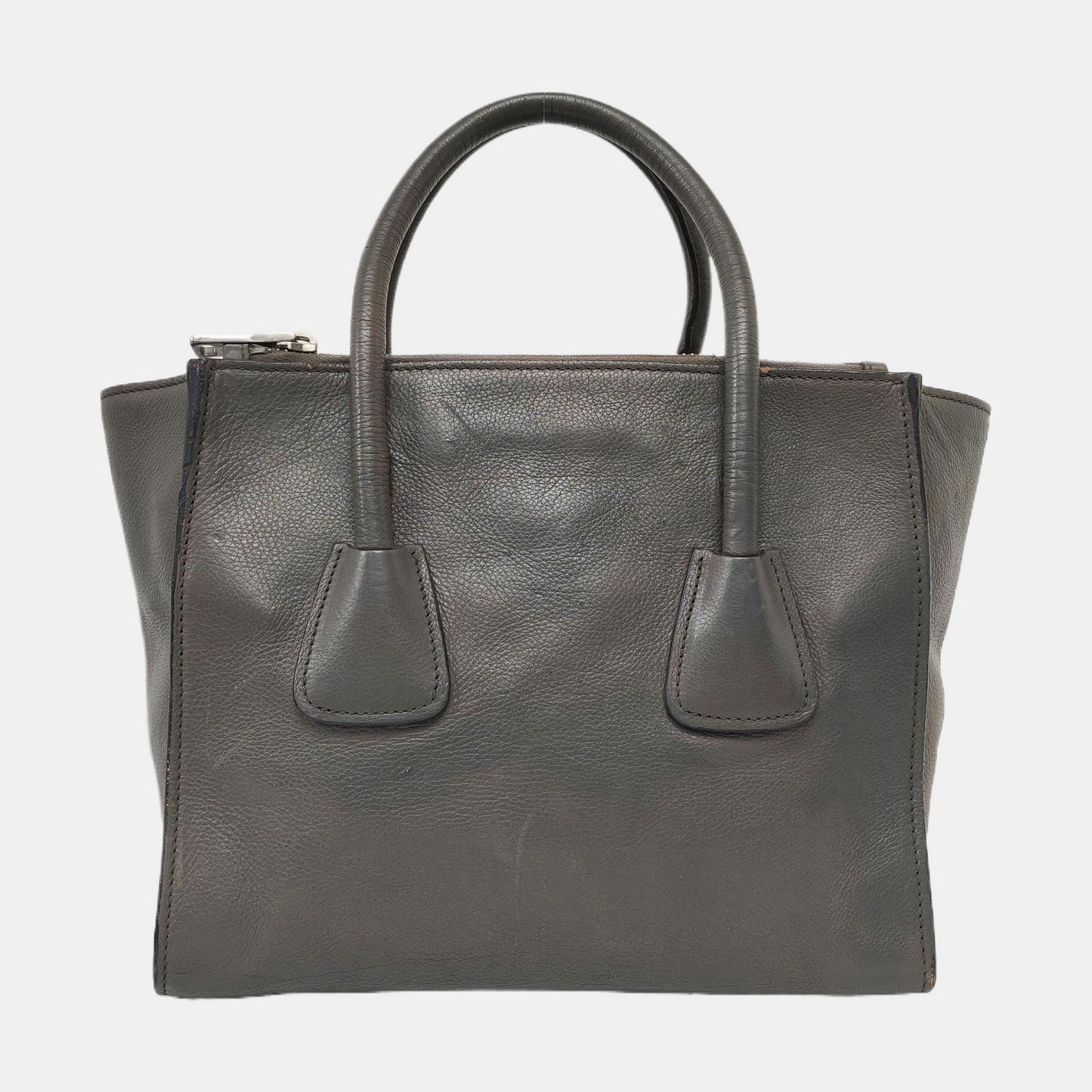 PRADA Tote bag Elephant Gray Cowhide Logo Crossbody Bag Shoulder Bag Single Shoulder Bag Silver Hardware Removable shoulder strap-(SKU)-956018921