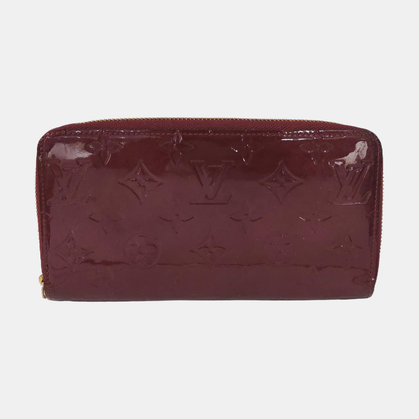 LOUIS VUITTON Burgundy Cowhide Monogram Embossed Wallet Golden hardware-(SKU)-956443743