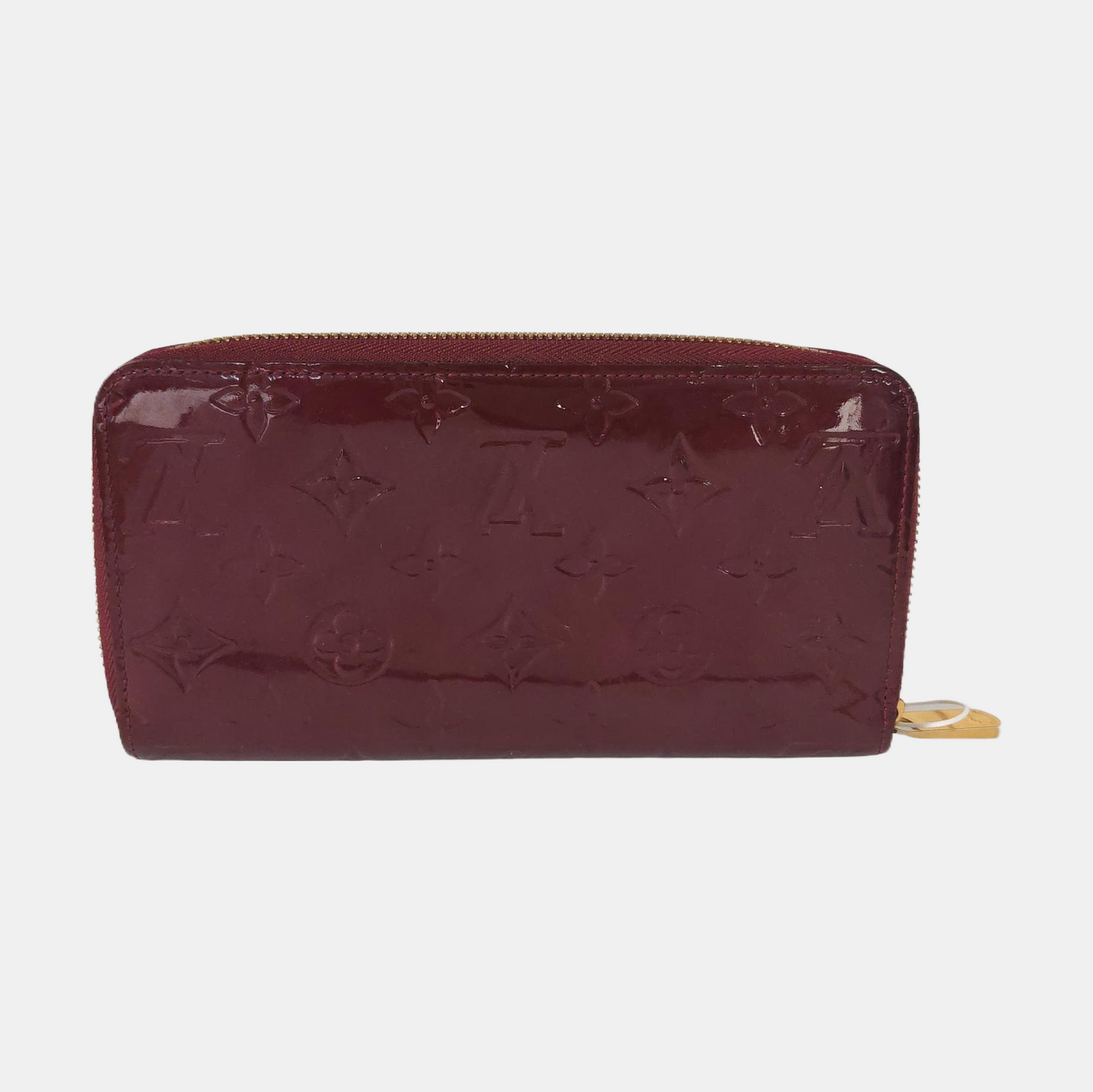 LOUIS VUITTON Burgundy Cowhide Monogram Embossed Wallet Golden hardware-(SKU)-956443743