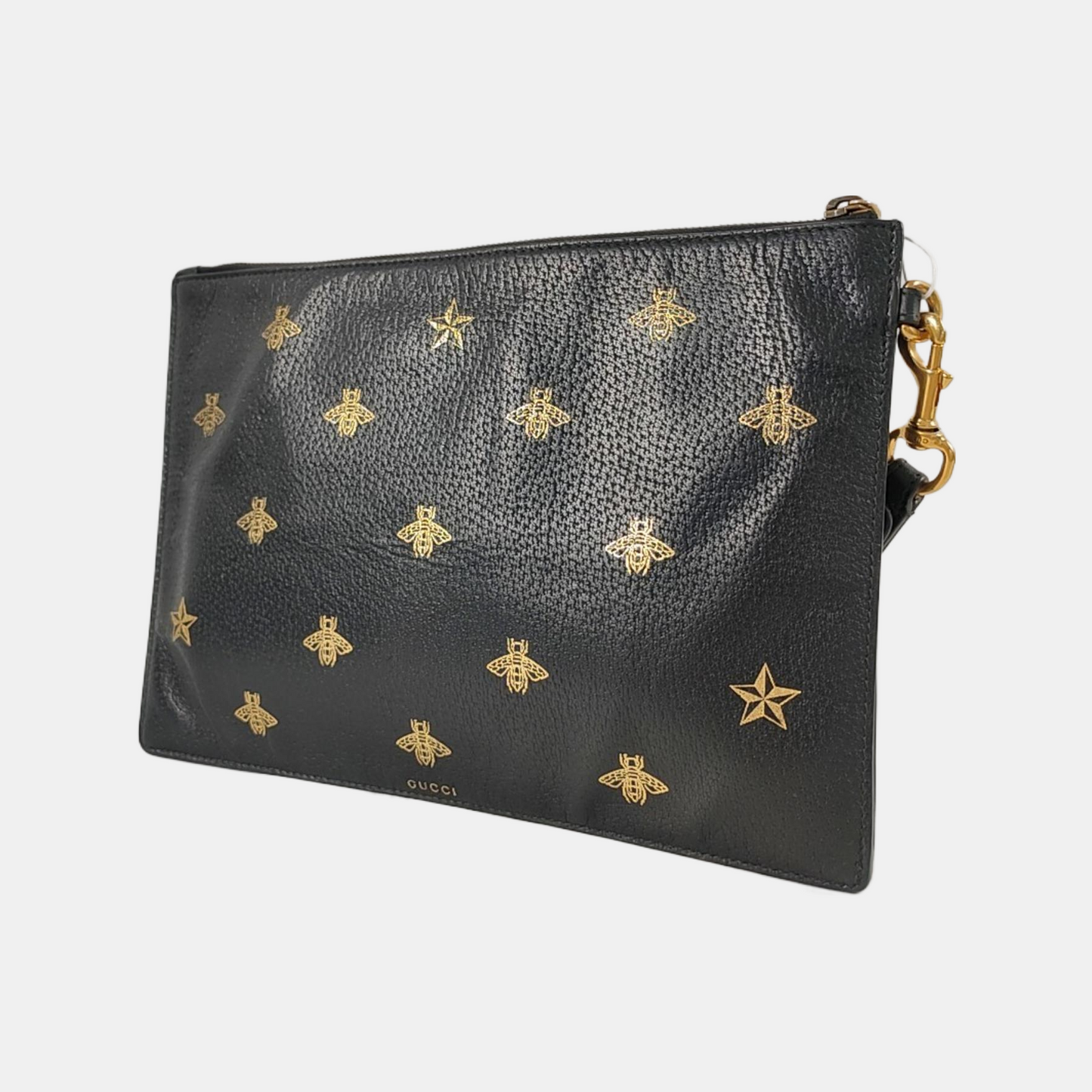 GUCCI Bee Web Black Cowhide Printed Bee Handbag Handbag Crossbody Golden hardware-(SKU)-949397930