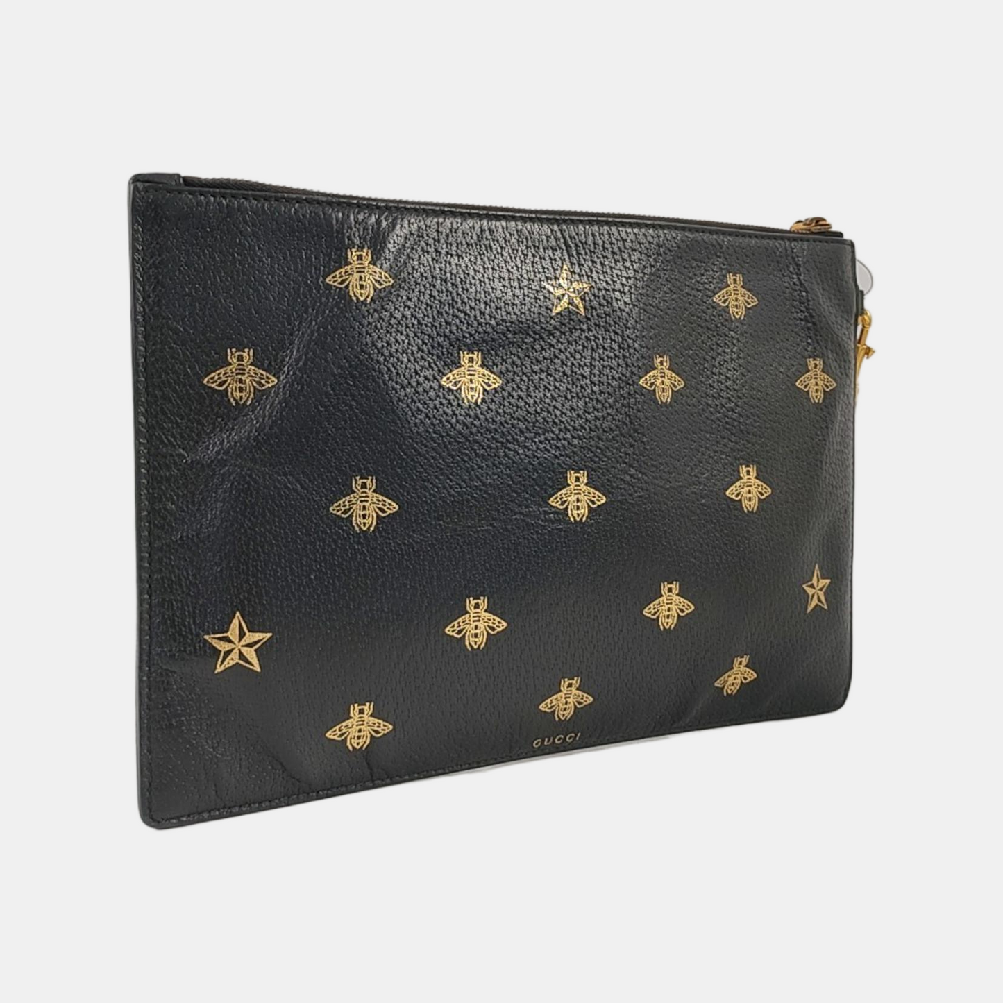 GUCCI Bee Web Black Cowhide Printed Bee Handbag Handbag Crossbody Golden hardware-(SKU)-949397930