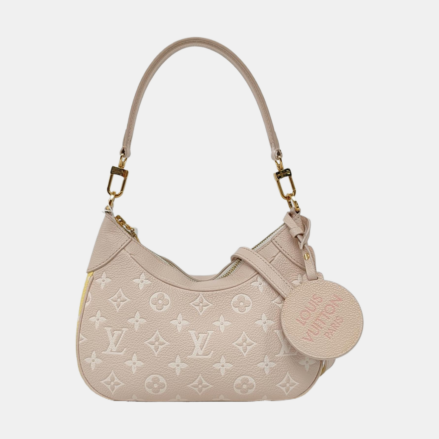 LOUIS VUITTON BAGATELLE Pink Calfskin Embossed Single Shoulder Bag Tote Bag Crossbody Bag Gold Hardware 2 Removable Straps-(SKU)-947832107