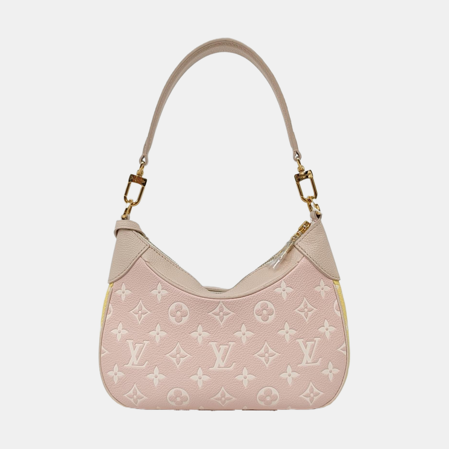 LOUIS VUITTON BAGATELLE Pink Calfskin Embossed Single Shoulder Bag Tote Bag Crossbody Bag Gold Hardware 2 Removable Straps-(SKU)-947832107