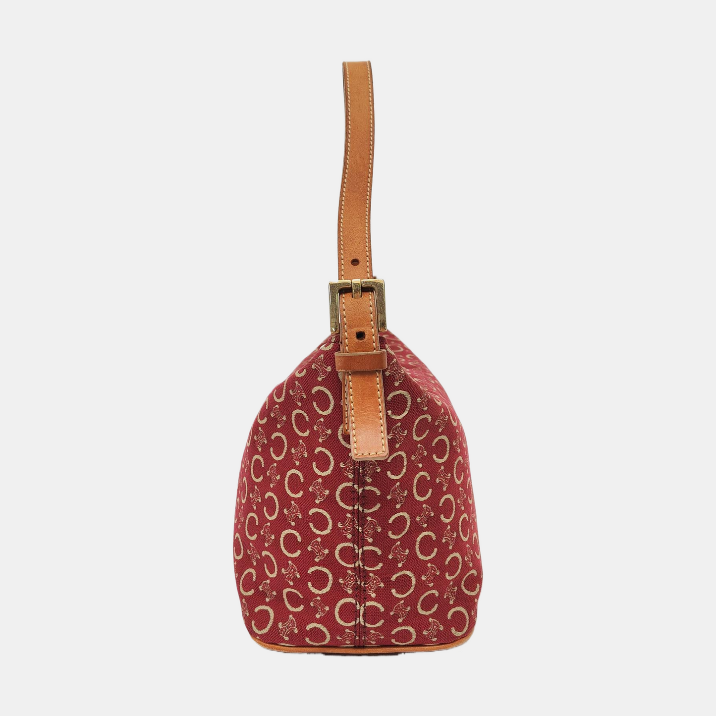 CELINE Red Canvas Triumph Handbag Golden hardware Removable shoulder strap-(SKU)-956322936
