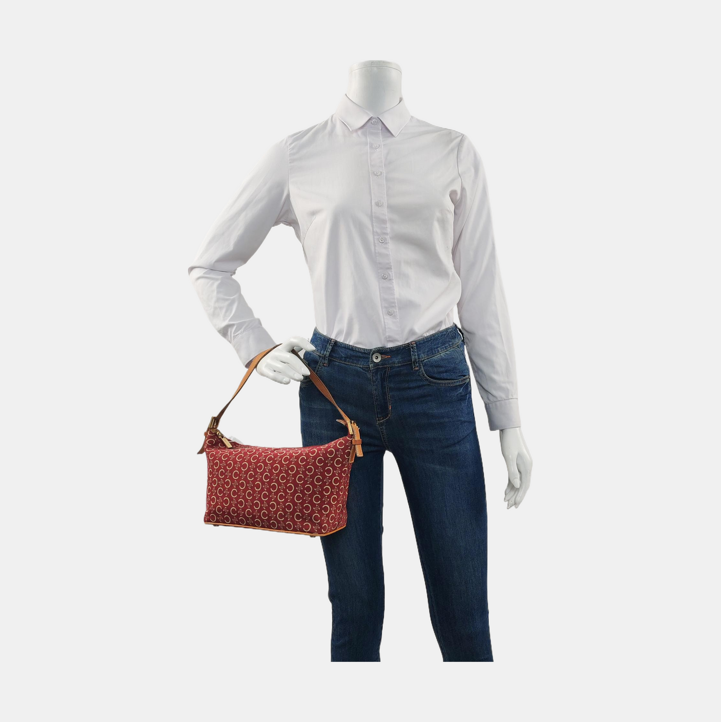 CELINE Red Canvas Triumph Handbag Golden hardware Removable shoulder strap-(SKU)-956322936