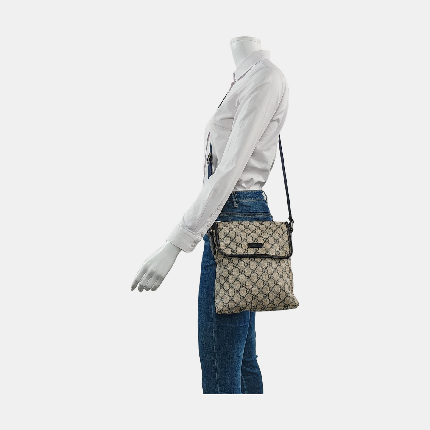 GUCCI Khaki Coated Canvas Old Flower Single Shoulder Bag Crossbody Bag Golden hardware-(SKU)-956510799