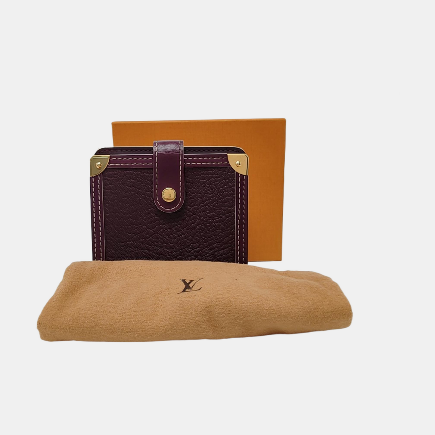 LOUIS VUITTON INTERNATIONAL Burgundy Lamb Leather Wallet Golden hardware-(SKU)-956129295