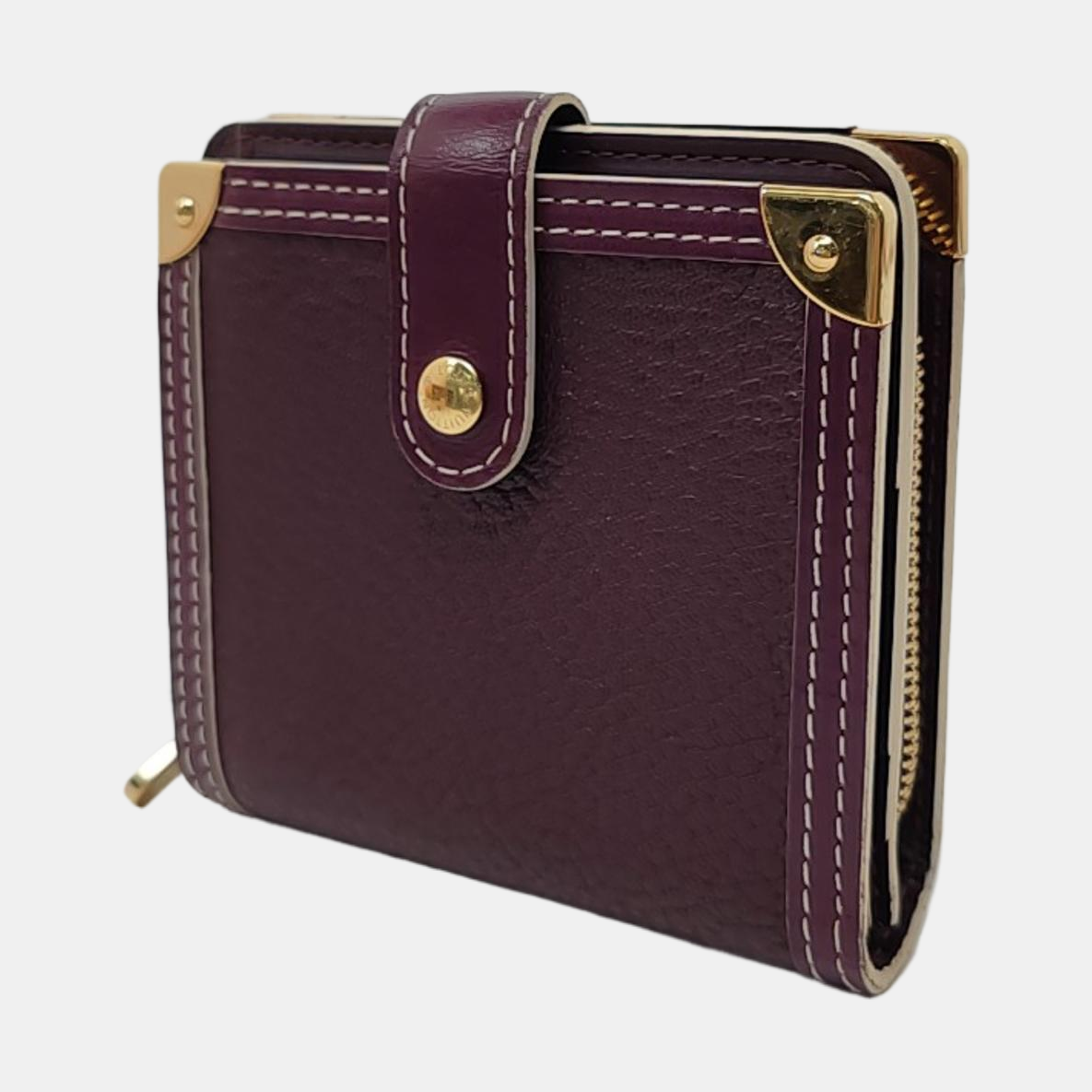 LOUIS VUITTON INTERNATIONAL Burgundy Lamb Leather Wallet Golden hardware-(SKU)-956129295