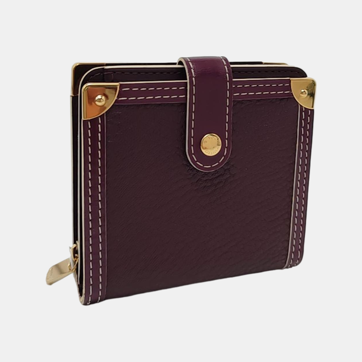 LOUIS VUITTON INTERNATIONAL Burgundy Lamb Leather Wallet Golden hardware-(SKU)-956129295