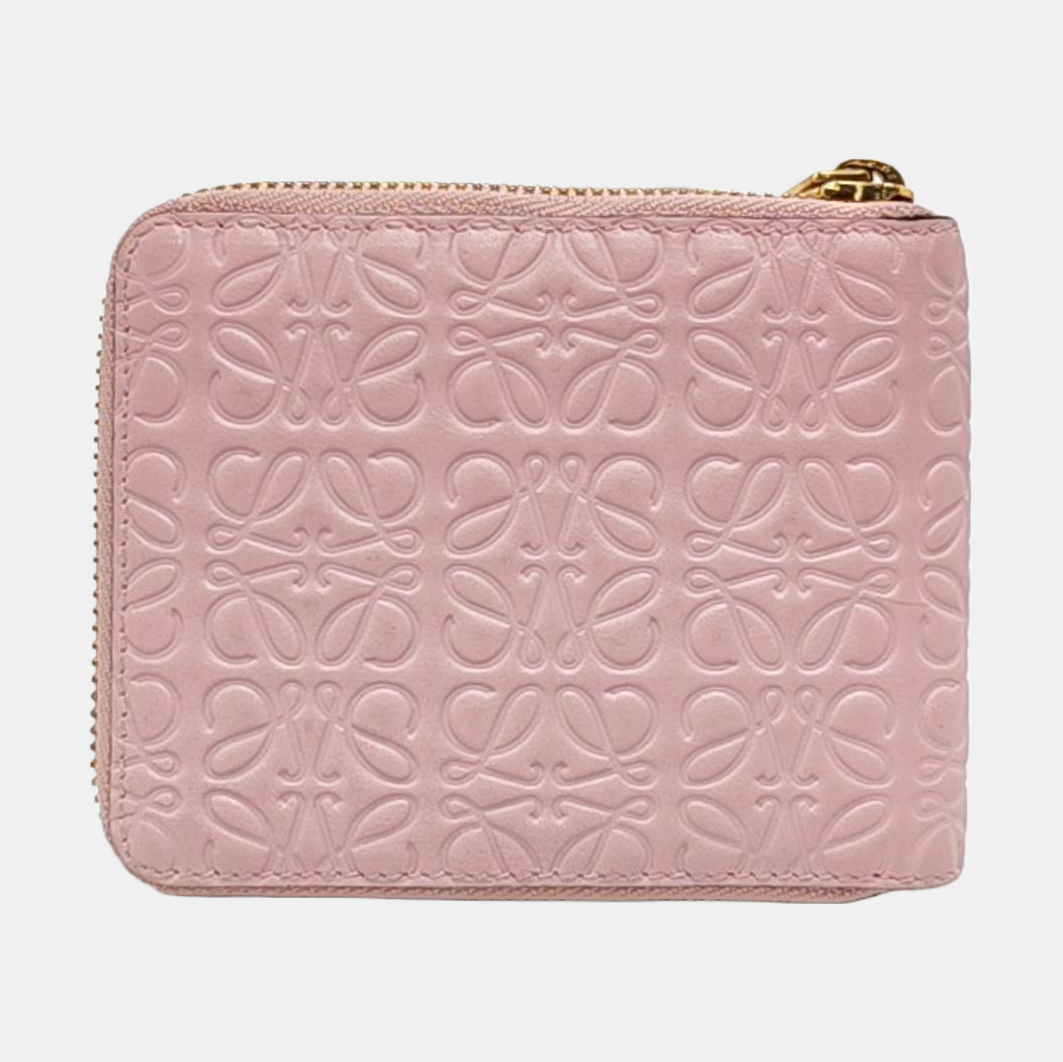 LOEWE Pink Cowhide Embossed Vintage Wallet Golden hardware-(SKU)-956396873