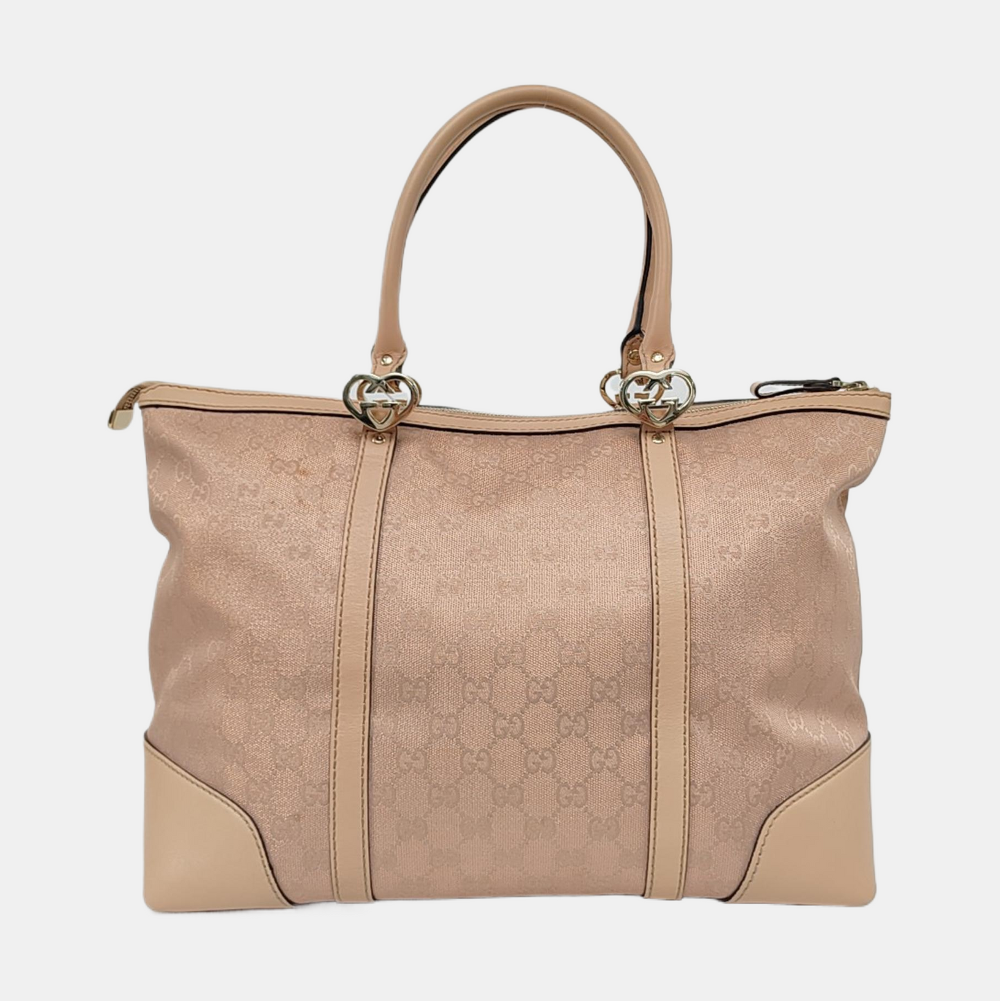 GUCCI Tote bag Large size Pink Canvas Monogrammed Tote Bag Single Shoulder Bag Golden hardware-(SKU)-956342457