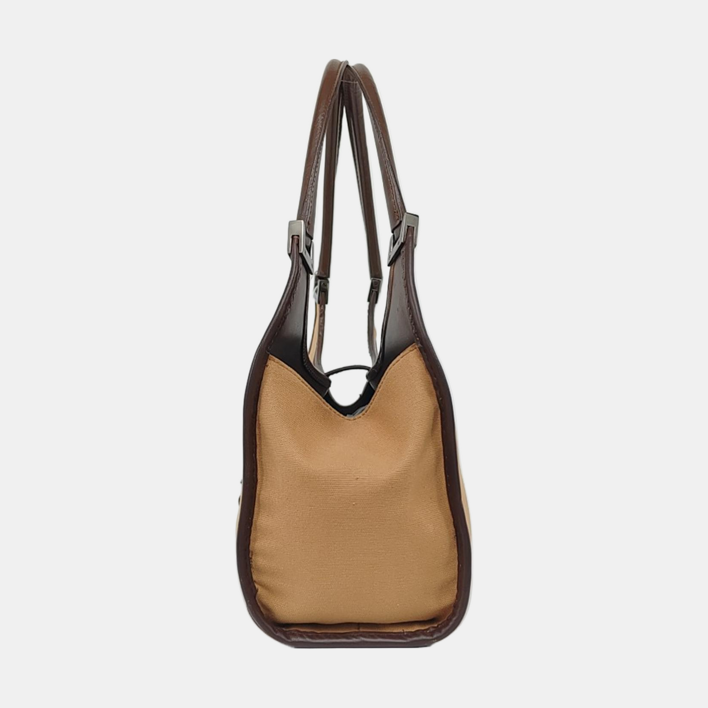 GUCCI Bardot Brown Canvas Handbag Silver Hardware-(SKU)-956549892