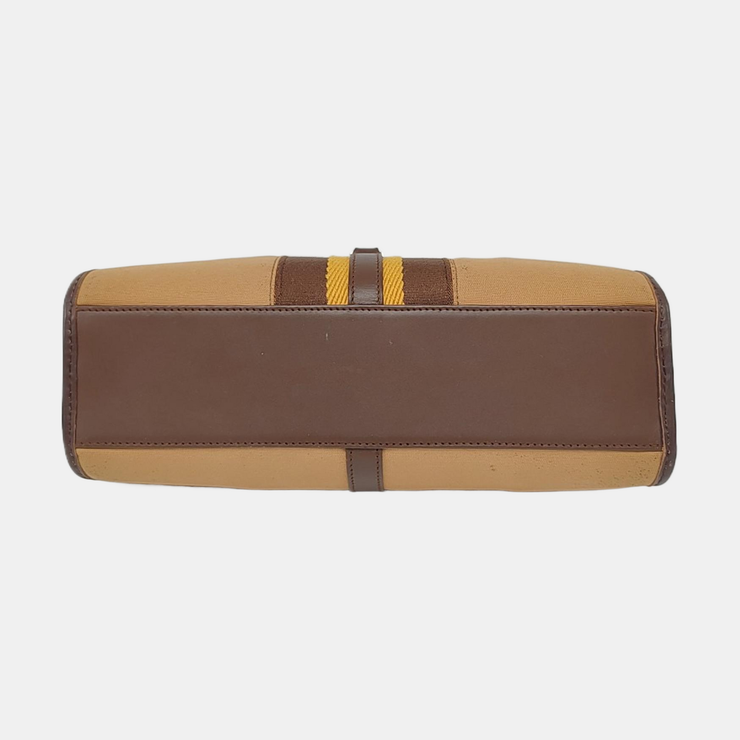 GUCCI Bardot Brown Canvas Handbag Silver Hardware-(SKU)-956549892