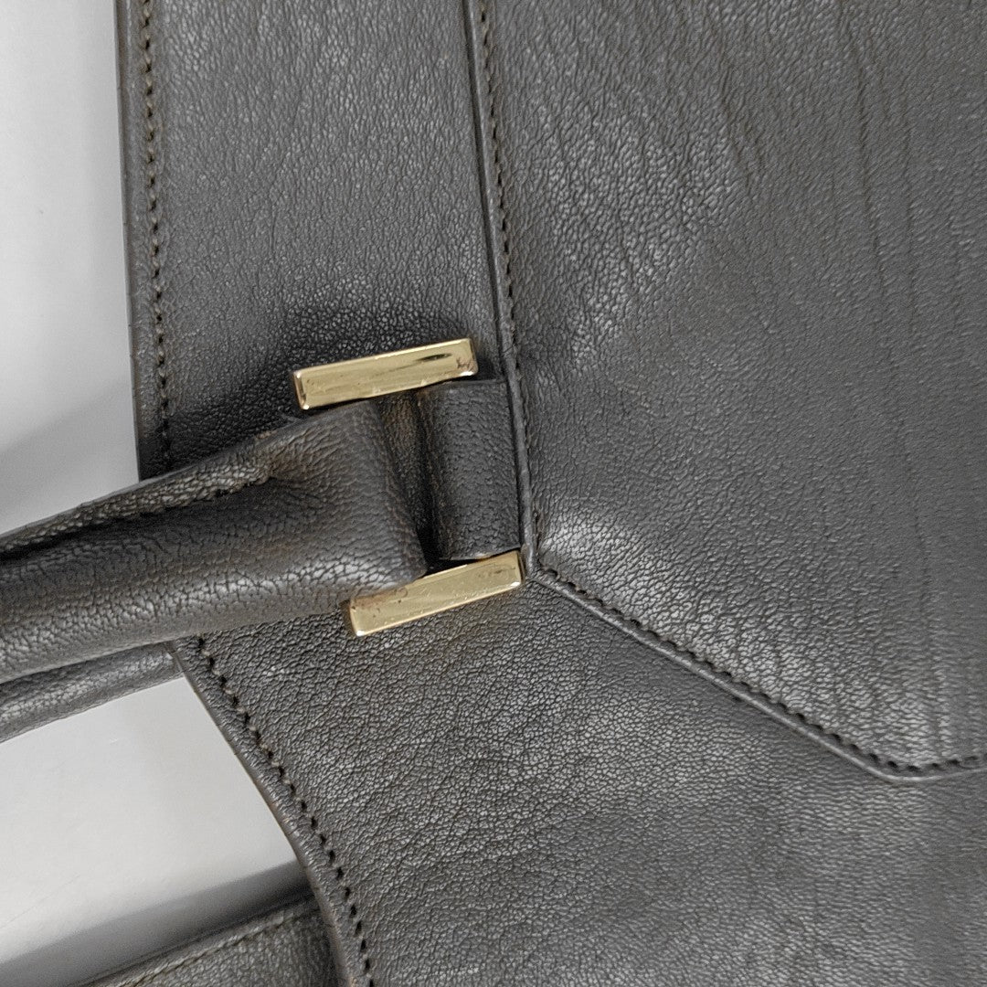 YSL CHYC Y LIGNE Medium size Dark gray cowhide handbag Golden hardware-(SKU)-956448183