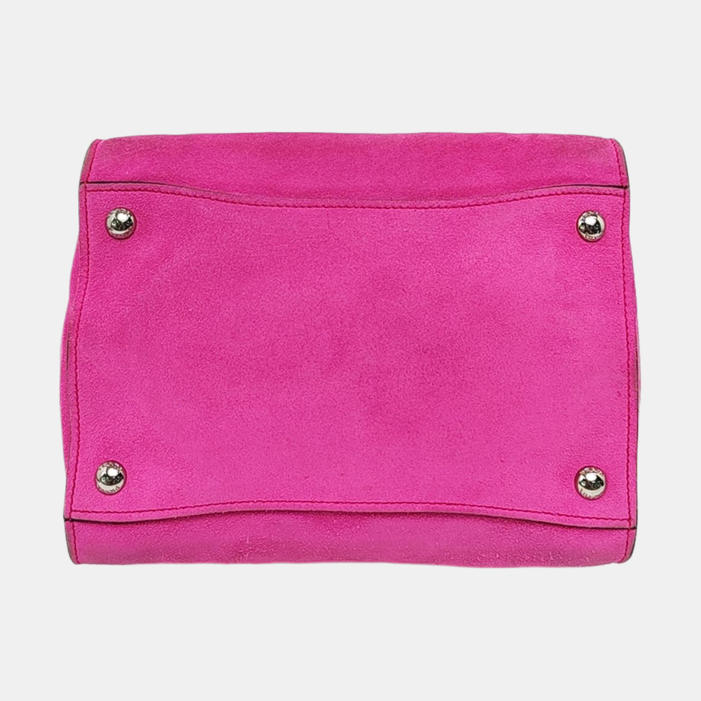 PRADA Pink Suede Logo Single Shoulder Bag Crossbody Tote Silver Hardware Removable shoulder strap-(SKU)-956356987