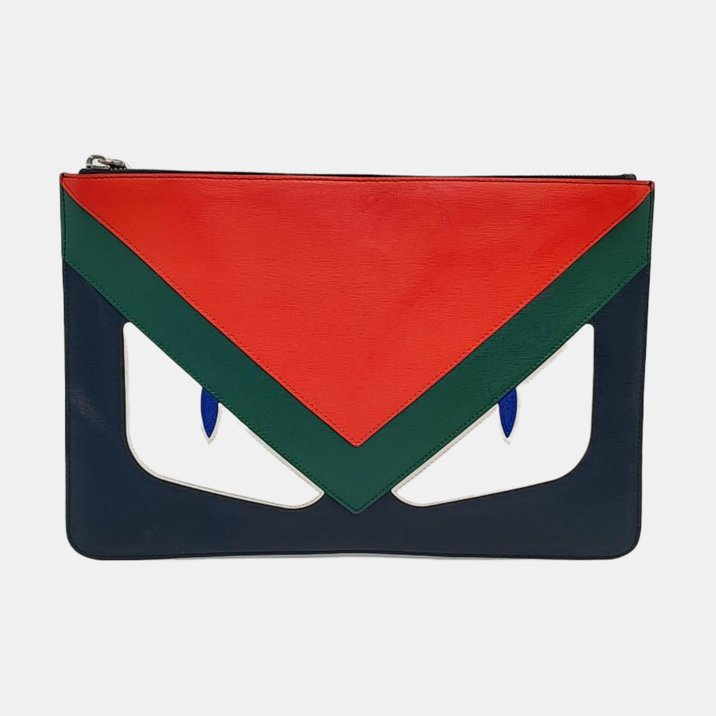 FENDI Monster Multicolor Leather Mini Monster Clutch Silver Hardware-(SKU)-956597512