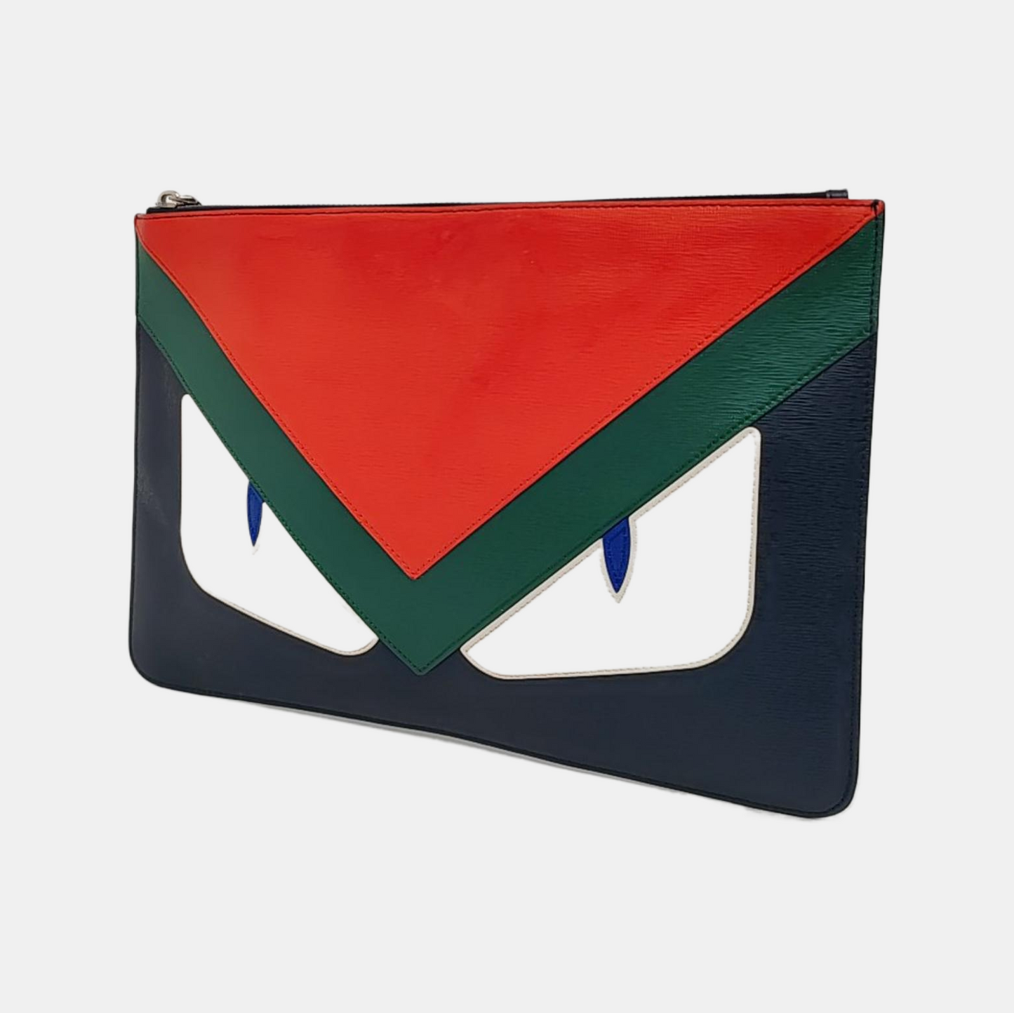 FENDI Monster Multicolor Leather Mini Monster Clutch Silver Hardware-(SKU)-956597512