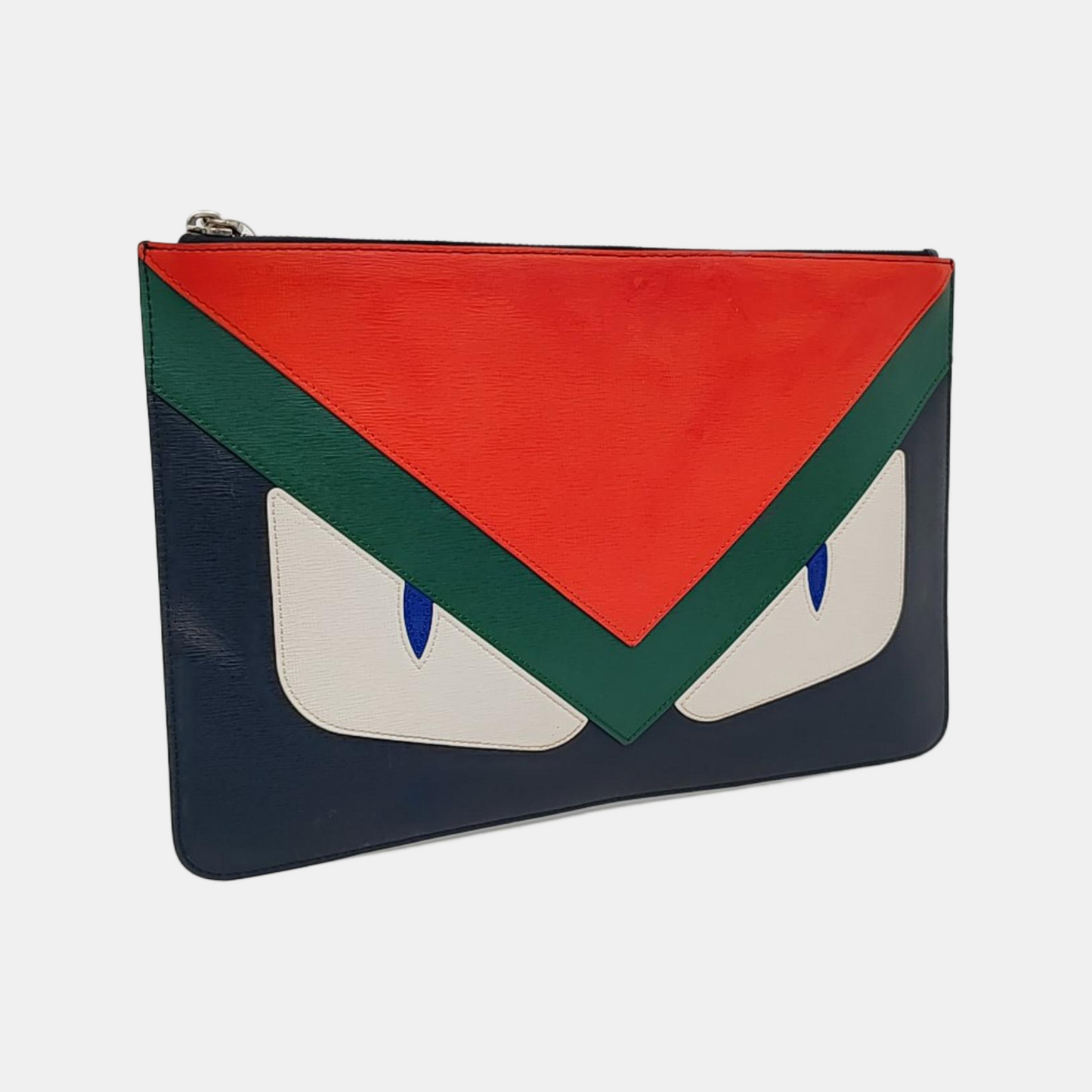 FENDI Monster Multicolor Leather Mini Monster Clutch Silver Hardware-(SKU)-956597512
