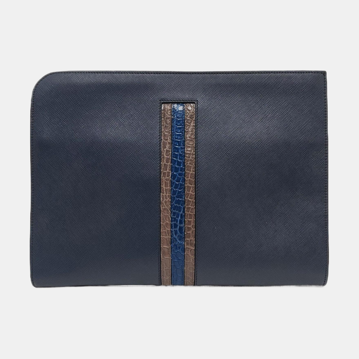 PRADA Men's Bag蓝色牛皮十字纹,鳄鱼纹手拿包-(SKU)-956380870