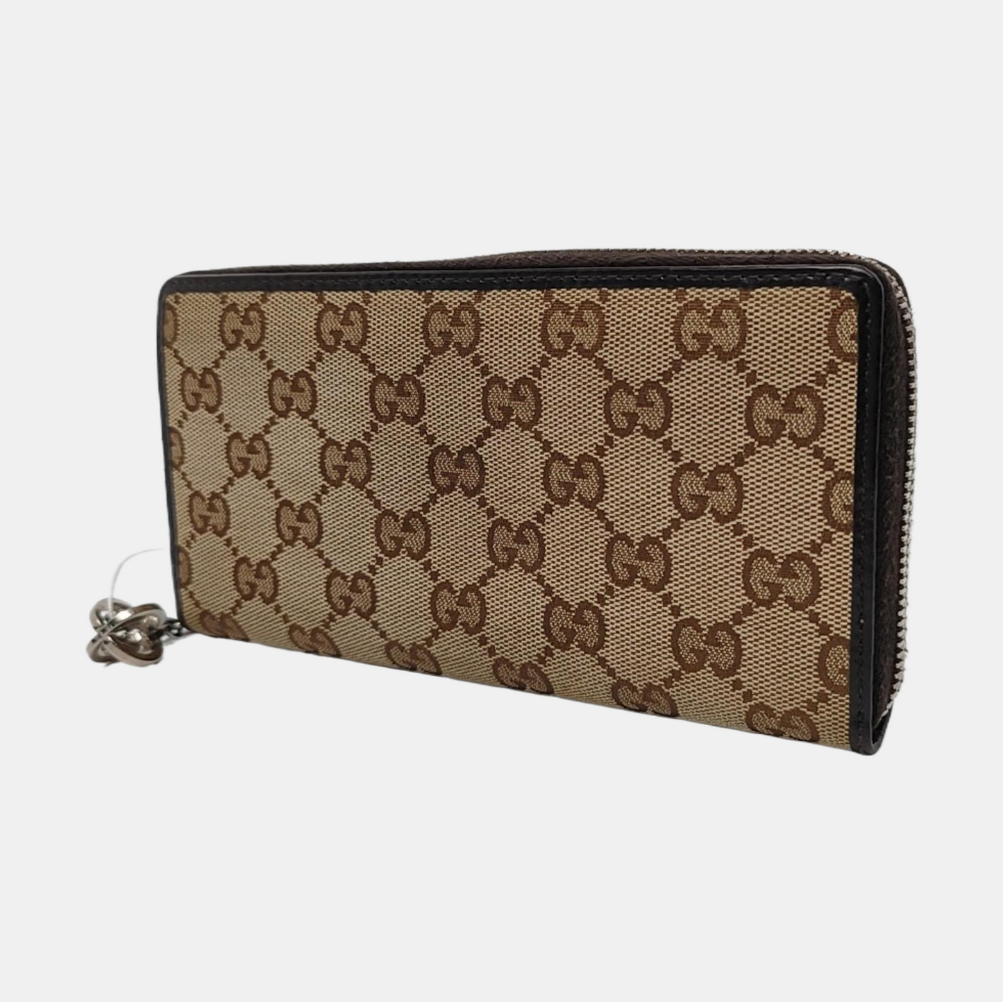 GUCCI Brown Canvas Monogrammed Wallet Silver Hardware-(SKU)-956655178