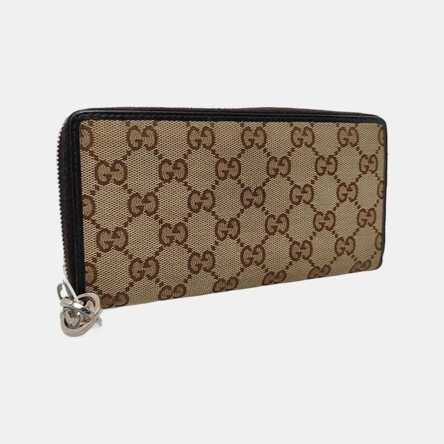 GUCCI Brown Canvas Monogrammed Wallet Silver Hardware-(SKU)-956655178