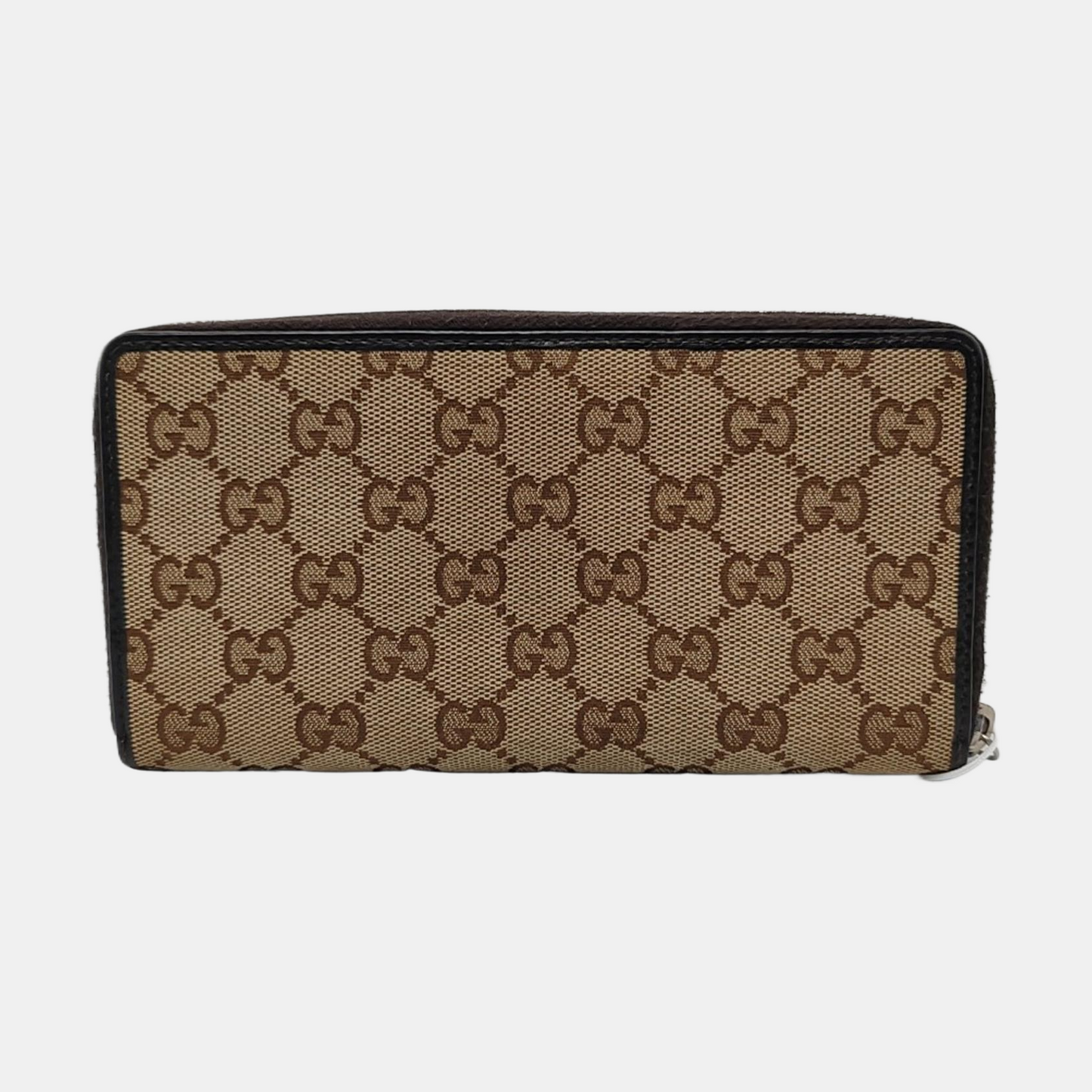 GUCCI Brown Canvas Monogrammed Wallet Silver Hardware-(SKU)-956655178