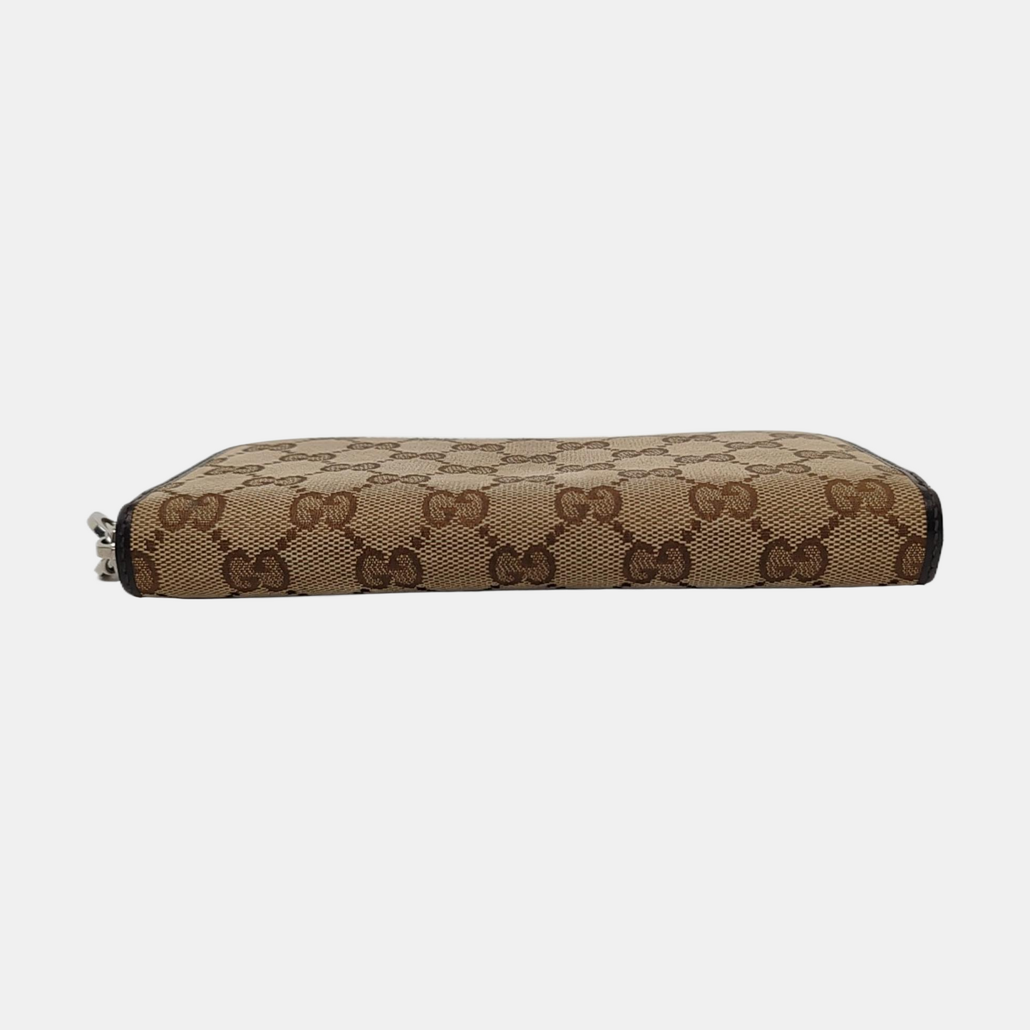 GUCCI Brown Canvas Monogrammed Wallet Silver Hardware-(SKU)-956655178