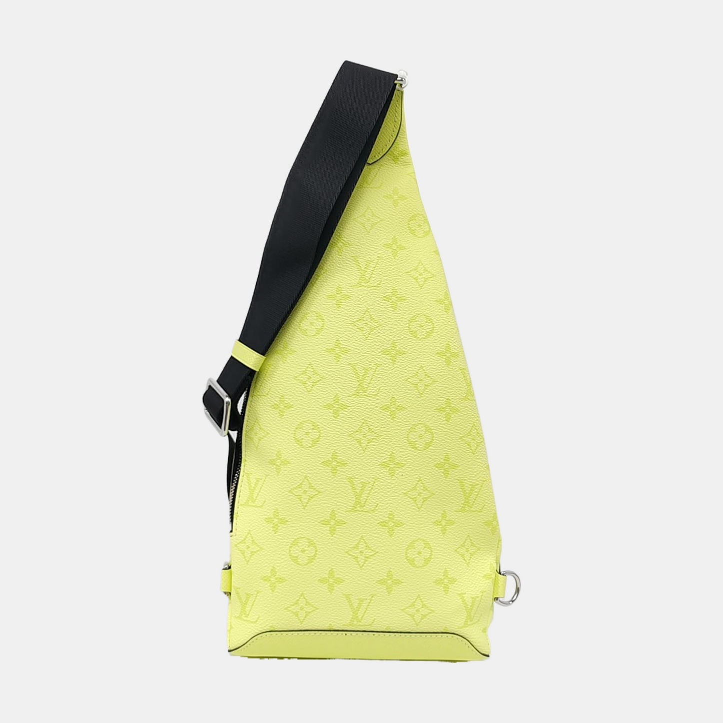LOUIS VUITTON DUO Yellow-Green Coated Canvas Monogram Crossbody Shoulder Bag/Fanny Pack with Silver Hardware, Pouch-(SKU)-956667846