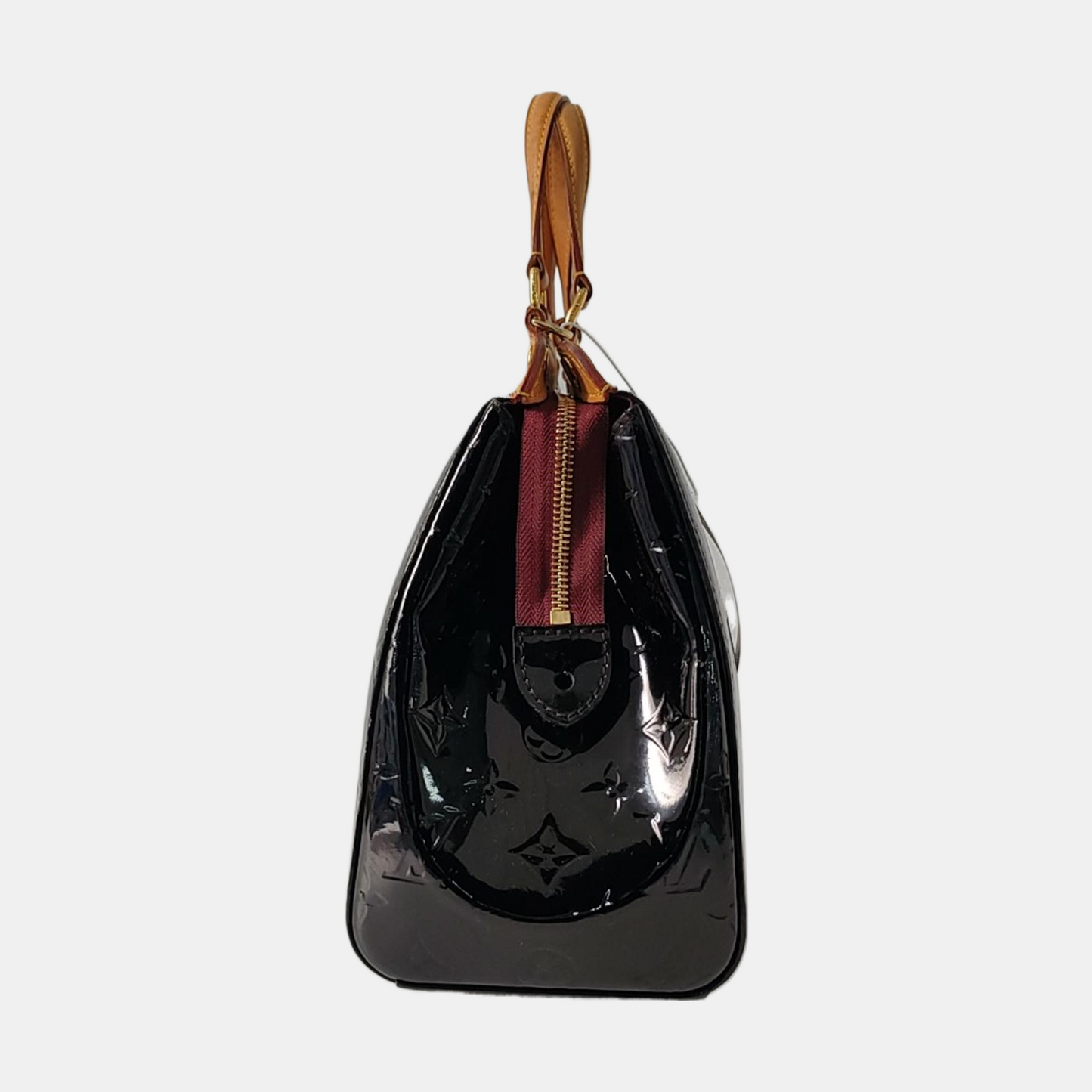 LOUIS VUITTON BREA Medium size Black Patent Leather Textured Doctor Bag Single Shoulder Handbag Golden hardware Removable shoulder strap-(SKU)-956672683