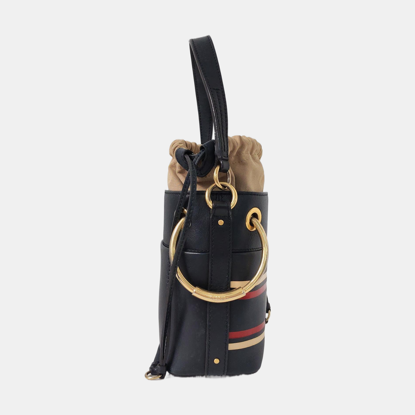 Chloé Roy Black Cowhide Printed Single Shoulder Bag, Handbag, and Crossbody Golden hardware Removable shoulder strap-(SKU)-956715816