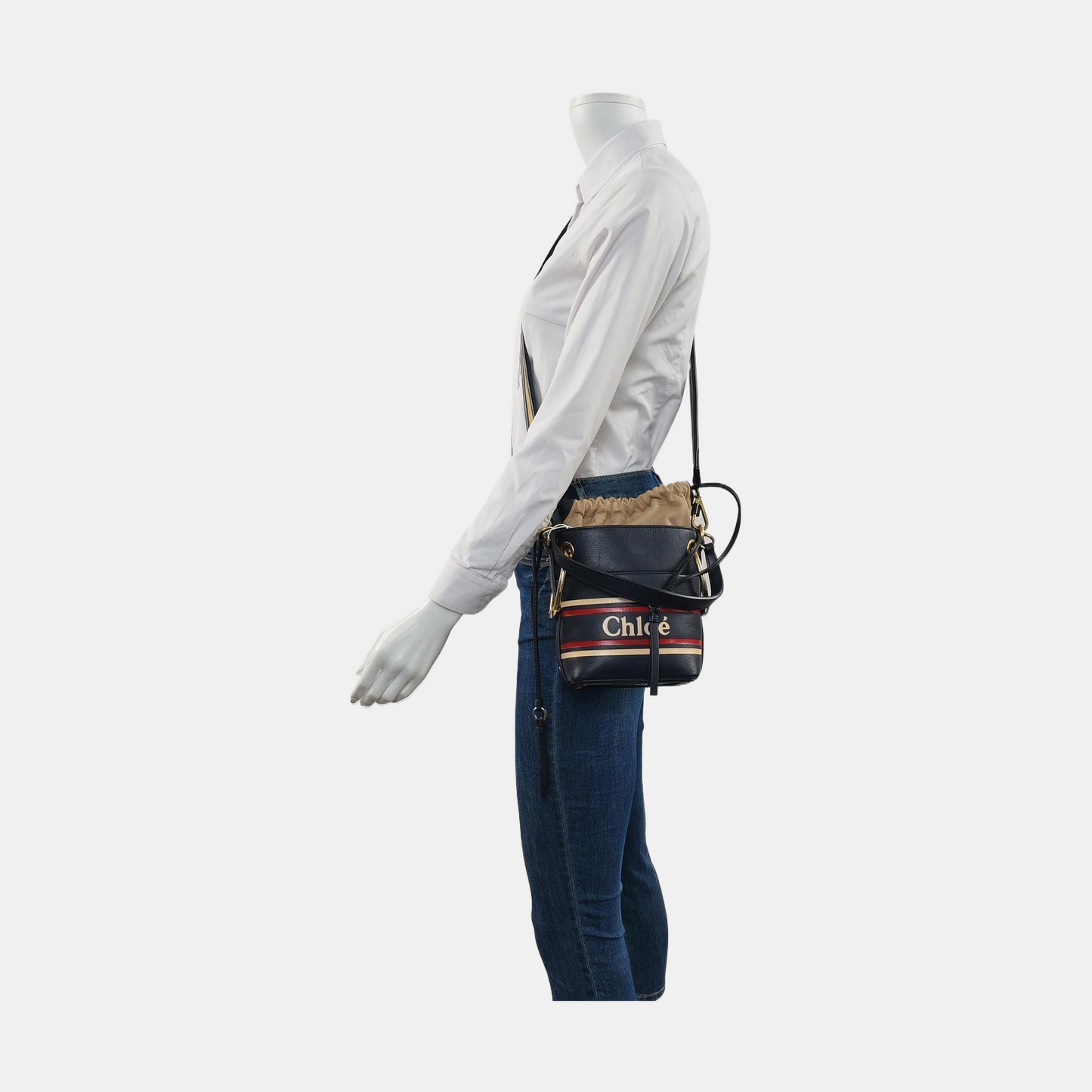Chloé Roy Black Cowhide Printed Single Shoulder Bag, Handbag, and Crossbody Golden hardware Removable shoulder strap-(SKU)-956715816