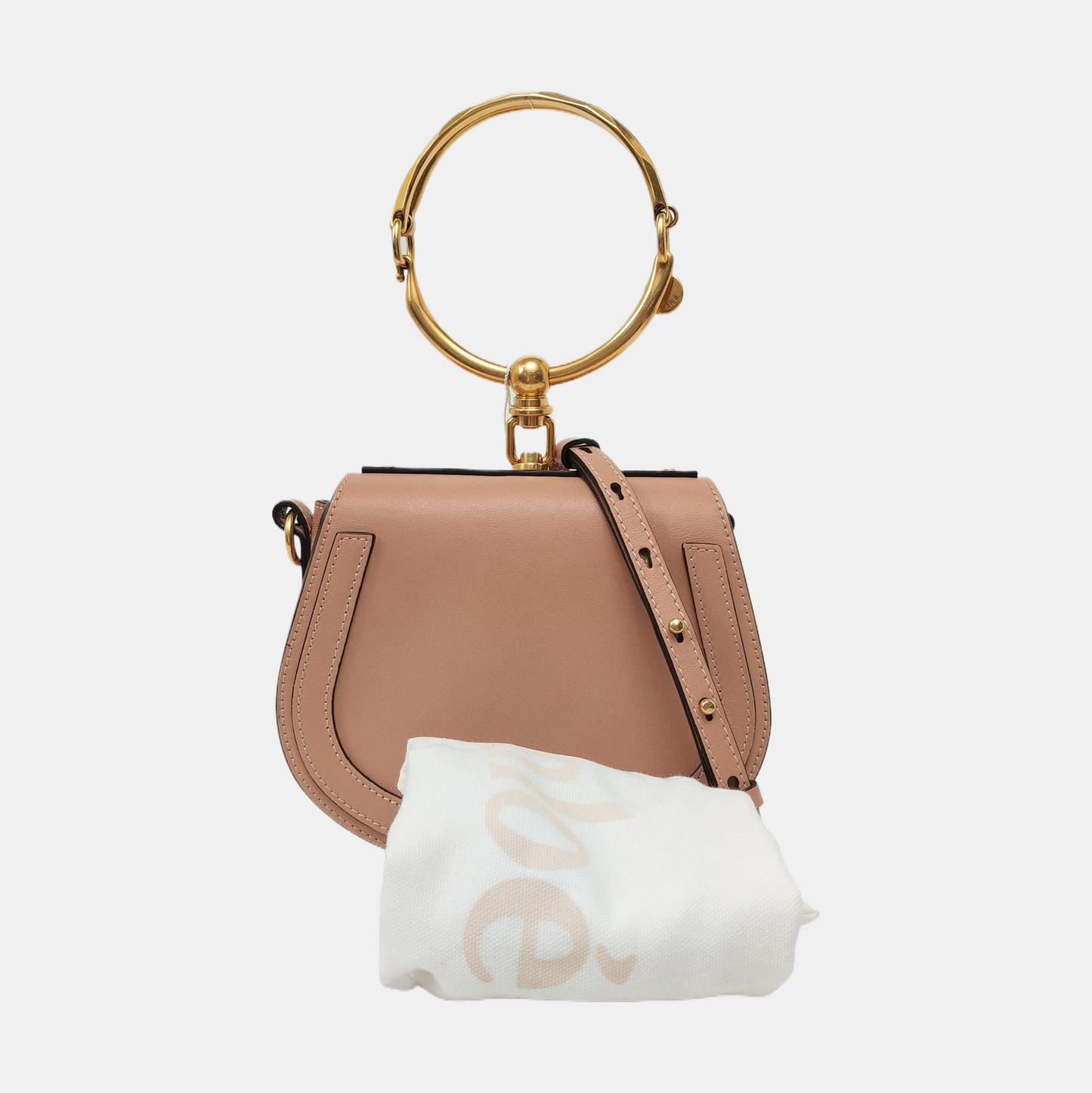 Chloé Nile Small size Nude Pink Cow Leather Shoulder Bag with Shoulder Strap Golden hardware Removable shoulder strap-(SKU)-956893921