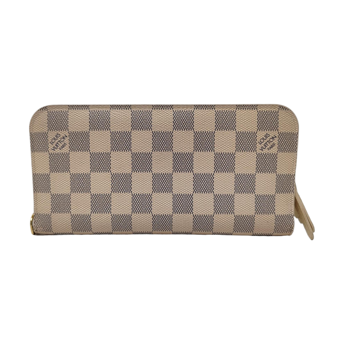 LOUIS VUITTON White Coated Canvas Checkered Wallet Golden hardware-(SKU)-956774452