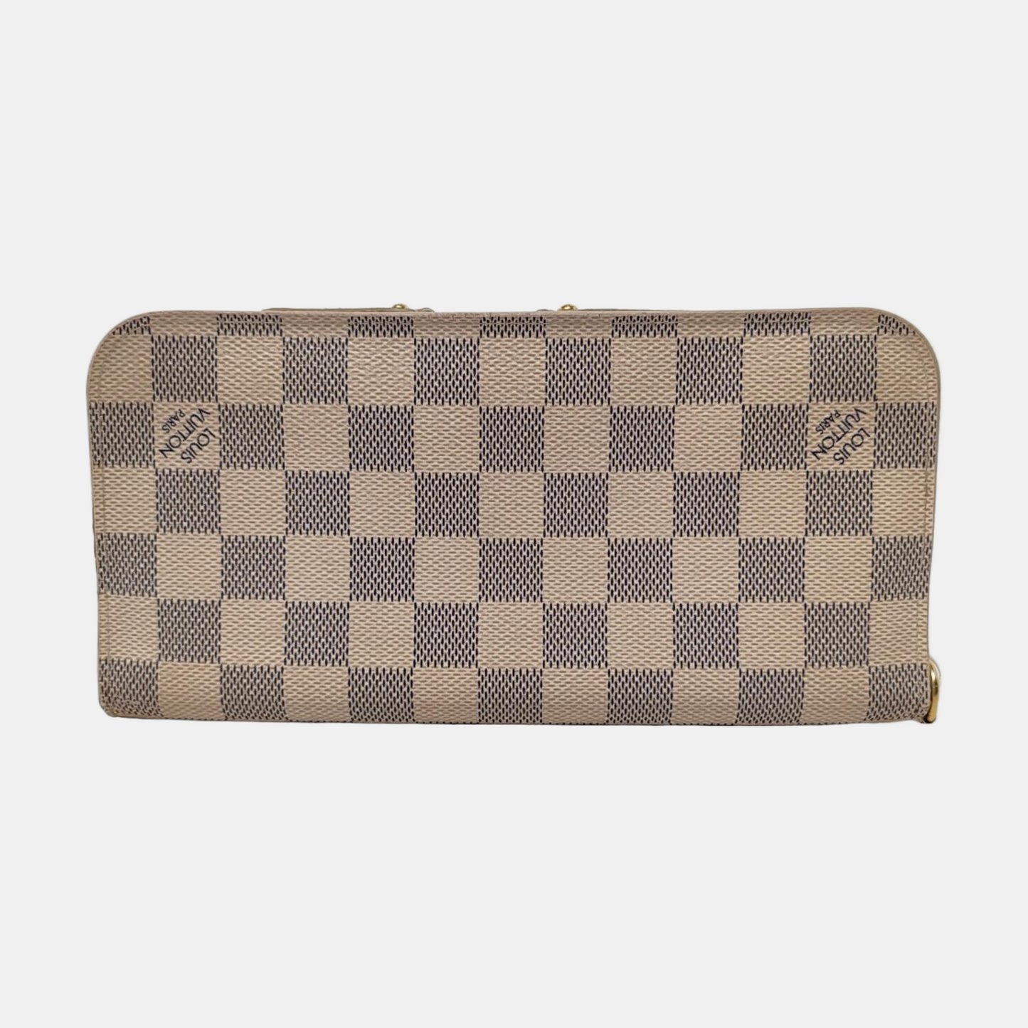 LOUIS VUITTON White Coated Canvas Checkered Wallet Golden hardware-(SKU)-956774452
