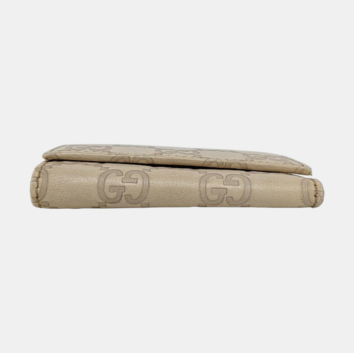 GUCCI White Leather Monogrammed Key Case Golden hardware-(SKU)-956774135
