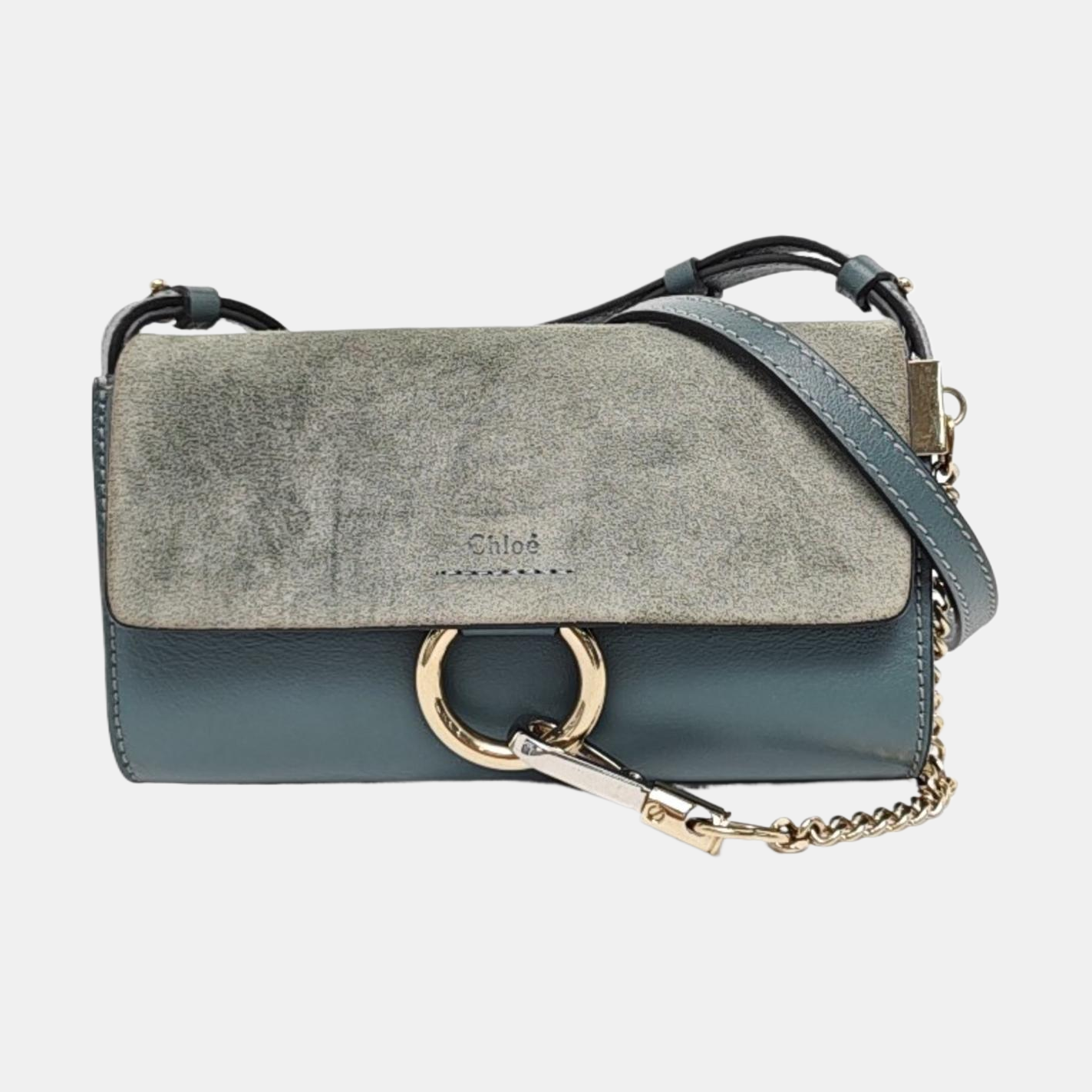 Chloé Faye Color block cowhide crossbody bag shoulder bag Golden Silver Hardware Removable shoulder strap-(SKU)-957041117