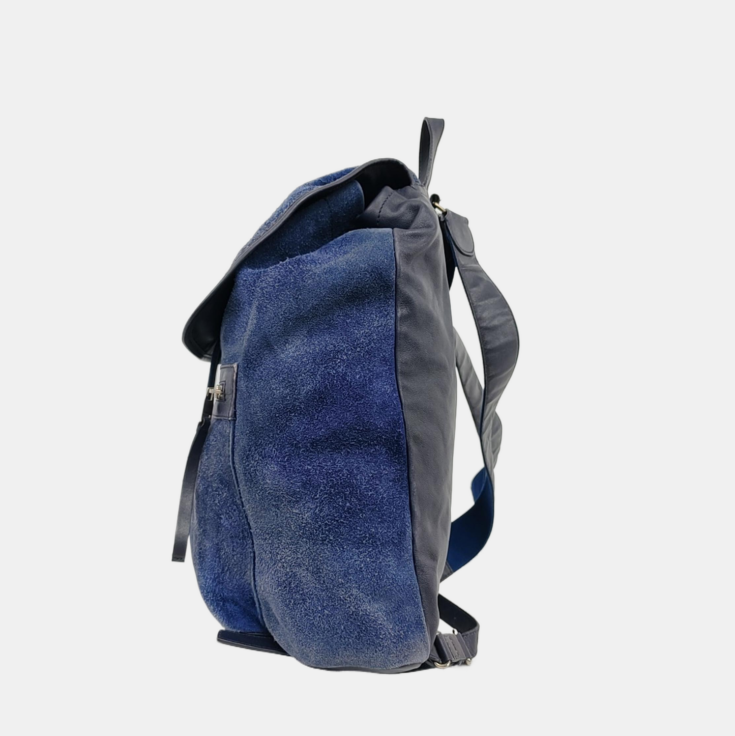 BALENCIAGA Classic City Blue Suede Leather Studs Backpack Silver Hardware-(SKU)-956769787
