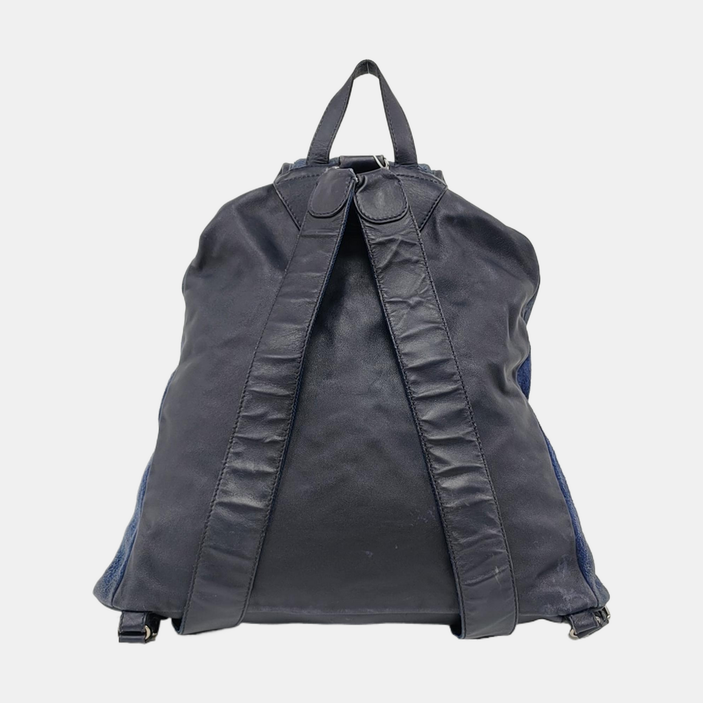 BALENCIAGA Classic City Blue Suede Leather Studs Backpack Silver Hardware-(SKU)-956769787