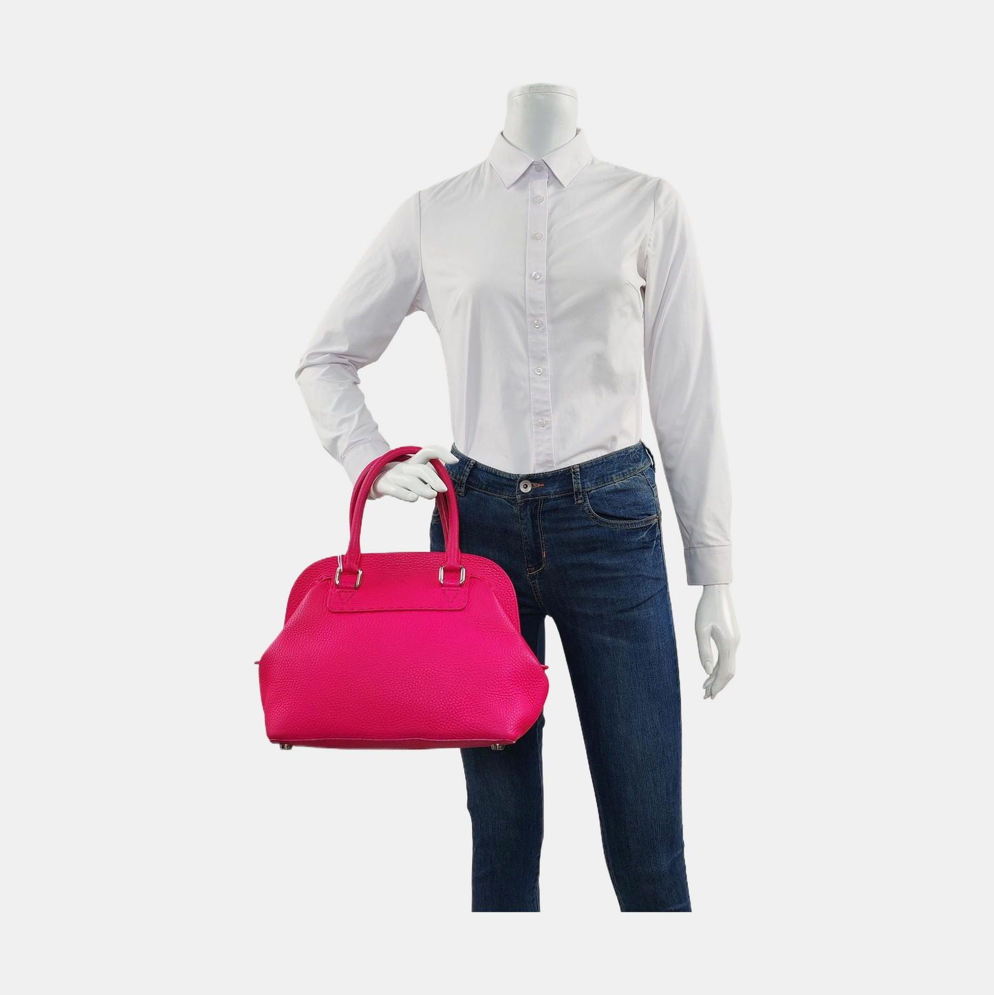 FENDI Tote bag Fuchsia cowhide handbag Silver Hardware-(SKU)-957044385