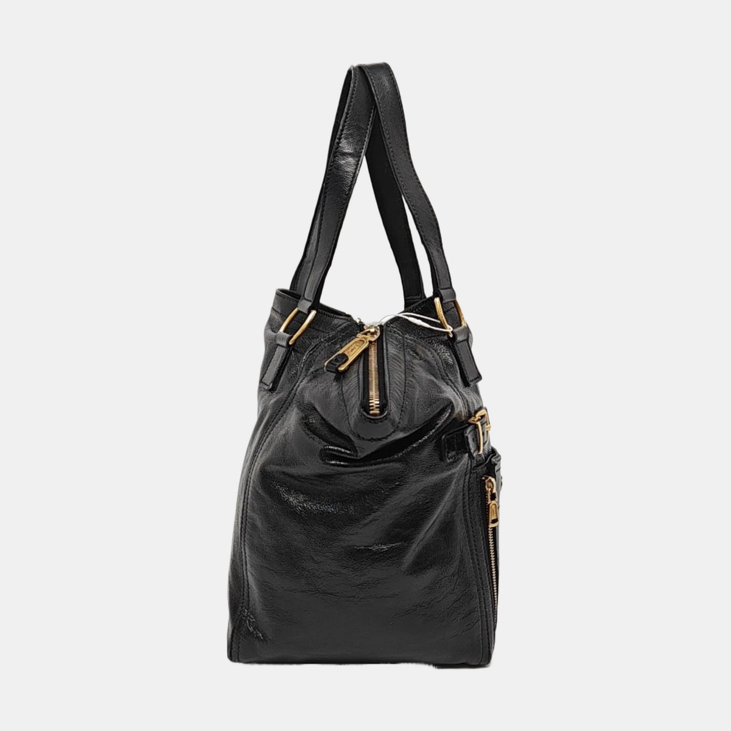 YSL Black Cowhide Studs Tote Handbag Golden hardware-(SKU)-956655184