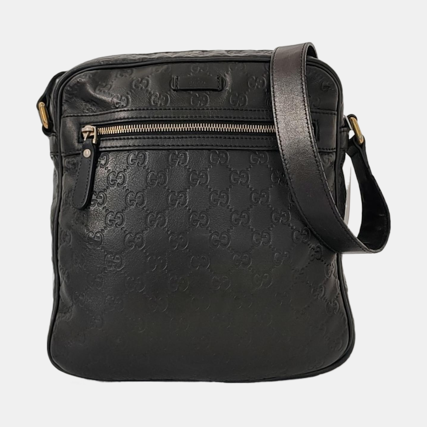 GUCCI GG Imprime Black Leather Monogrammed Single Shoulder Crossbody Bag Golden hardware-(SKU)-956855530