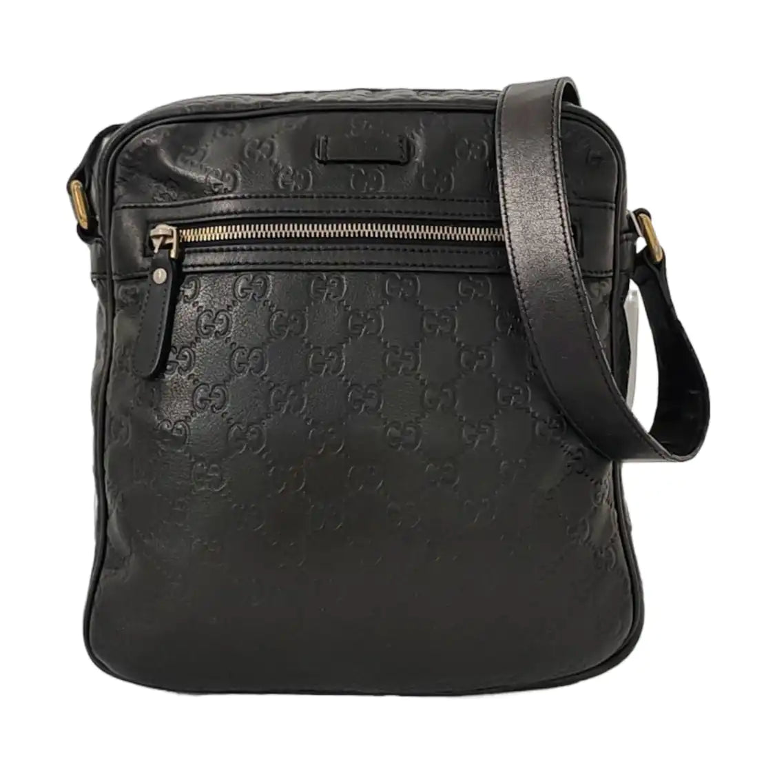 GUCCI GG Imprime Black Leather Monogrammed Single Shoulder Crossbody Bag Golden hardware-(SKU)-956855530