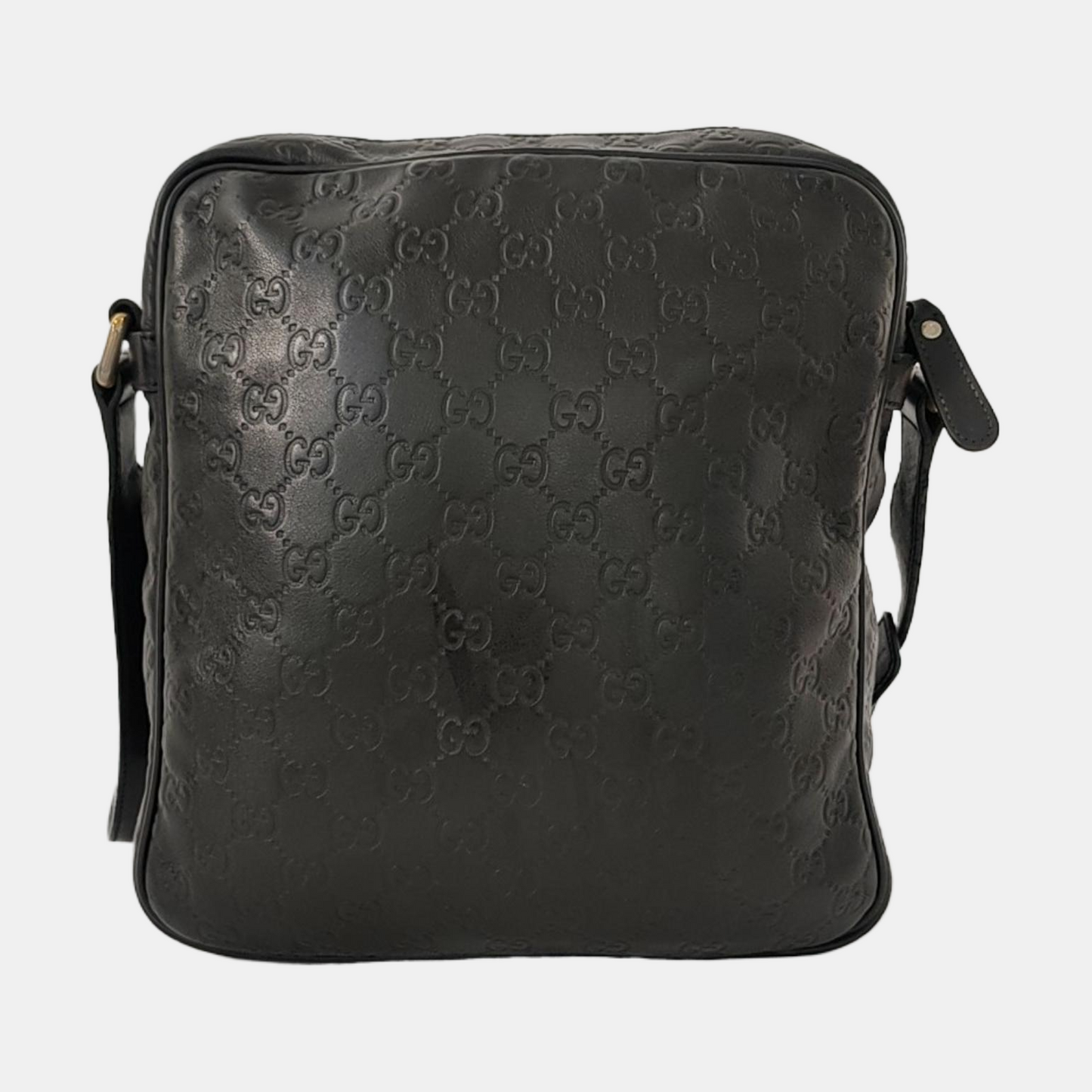 GUCCI GG Imprime Black Leather Monogrammed Single Shoulder Crossbody Bag Golden hardware-(SKU)-956855530