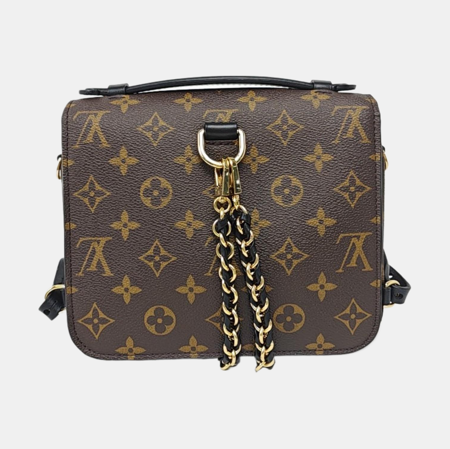 LOUIS VUITTON MÉTIS Brown Coated Canvas Monogram Lock Bag Backpack Golden Hardware 2 Removable Shoulder Straps-(SKU)-956880001