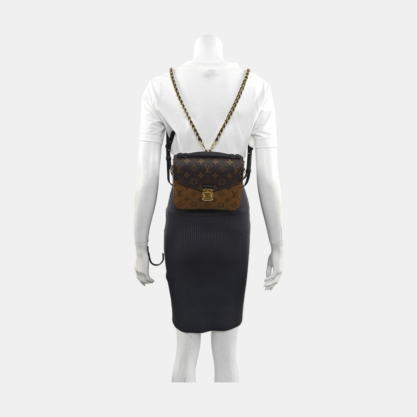 LOUIS VUITTON MÉTIS Brown Coated Canvas Monogram Lock Bag Backpack Golden Hardware 2 Removable Shoulder Straps-(SKU)-956880001